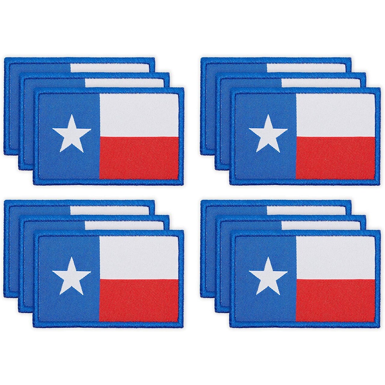 12 Pieces Texas Flag Iron on Patches Pack, Appliques for Clothing Arts and Crafts, 3 x 2 in